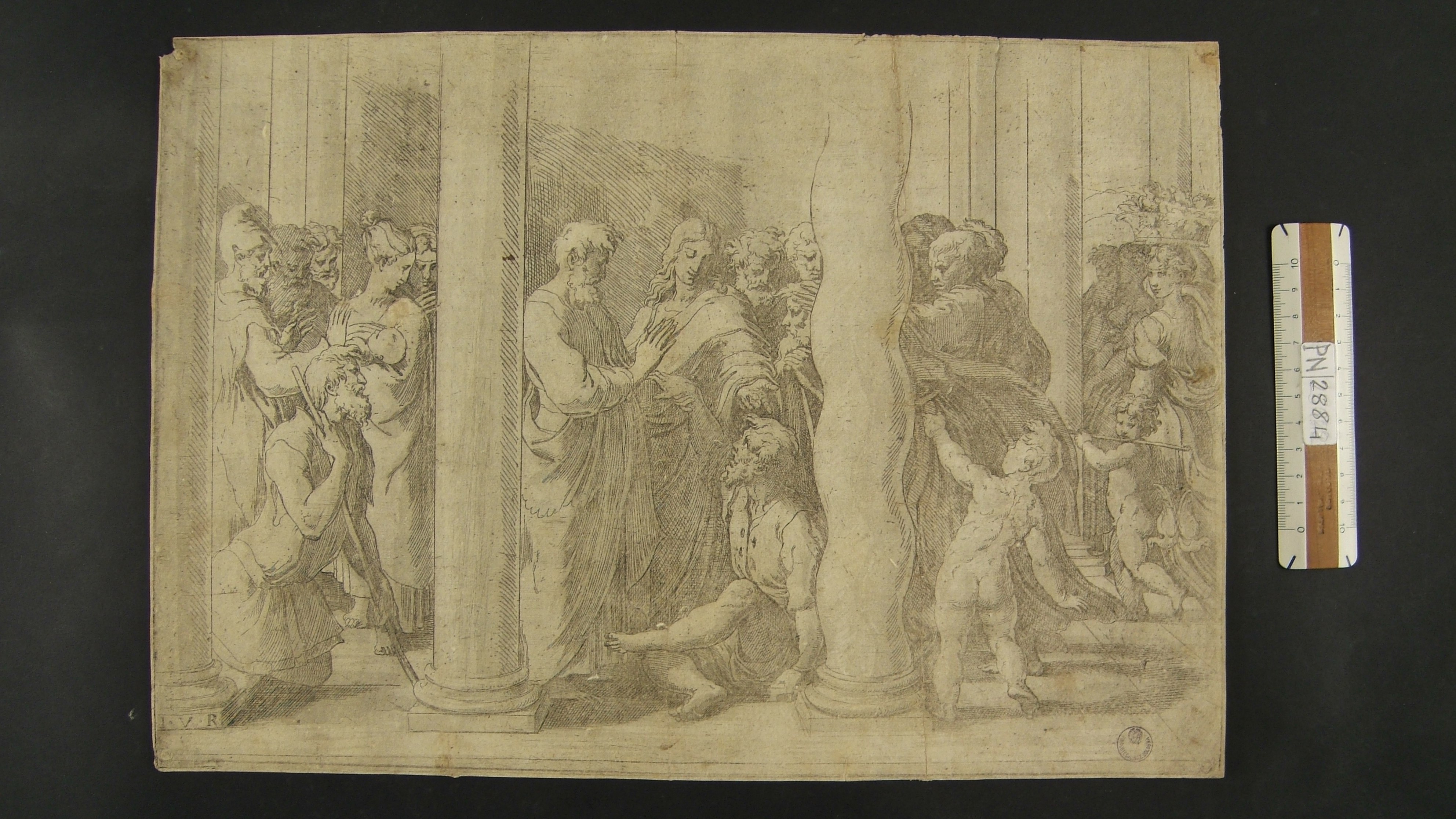 Mazzola Francesco detto il Parmigianino (cerchia di) - I santi Pietro e Giovanni guariscono i malati alla porta del Tempio